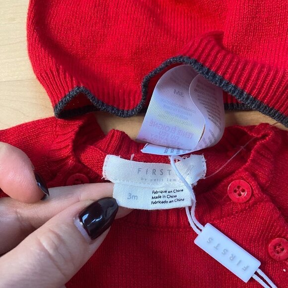 𝅺FIRSTS By Petit Lem One Piece W/ Hat Unisex Sleeper BNWOT Holiday Xmas - Picture 6 of 7